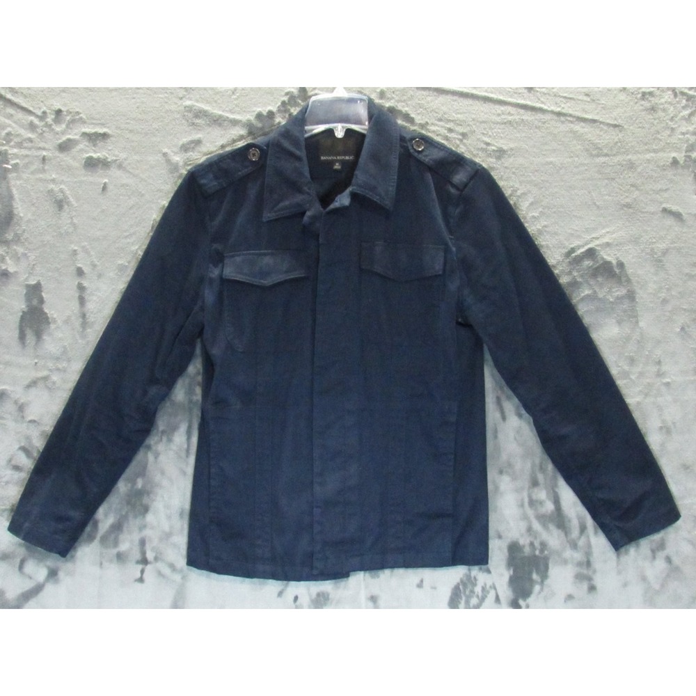 Banana Republic Men's M Preppy Navy Cotton Blend CPO Shirt Jacket Button Front